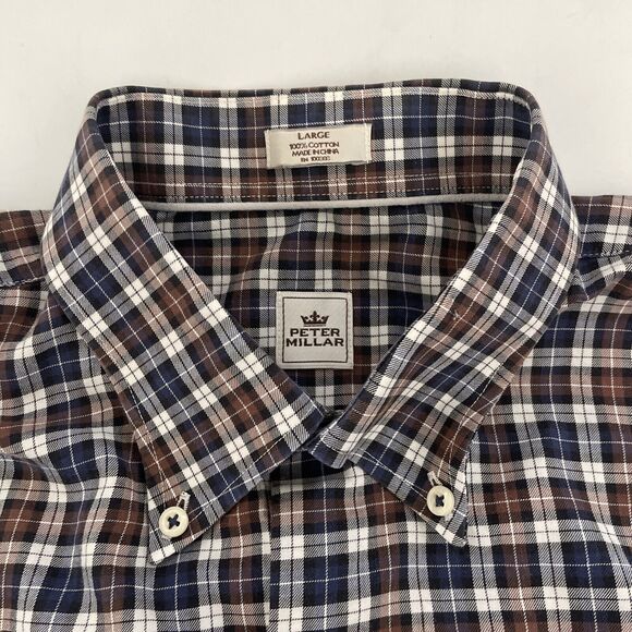 Peter‎ Millar Shirt Mens Large Button Up Performance Long Sleeve Plaid - Picture 2 of 10